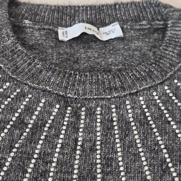 Mango Women's Glitter Detail Knitted Sweater gray size L NWOT - Picture 11 of 15